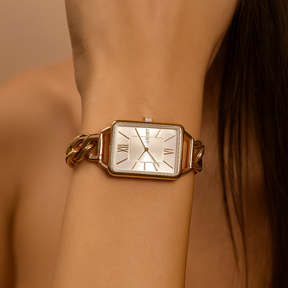 MINET Złoty zegarek damski SIENA ze złotą stalową bransoletką