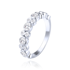 MINET Pierścien srebrny z białymi cyrkoniami wielkość 12