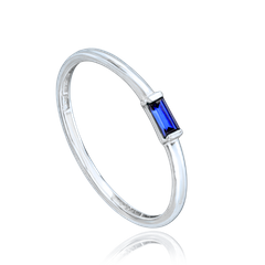 MINET Elegancki pierścionek z białego złota z granatową cyrkonią Au 585/1000 rozm. 18 - 1,05g