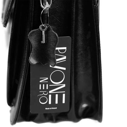 Skórzana teczka męska na laptopa ramię czarna - Pavone Nero Bolzano 2256 BL