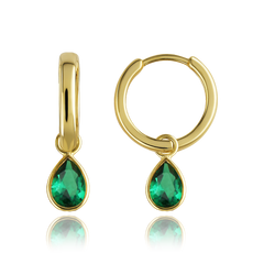 MINET Pierścien Złote kolczyki z zielonymi cyrkoniami Au 585/1000 1,75g