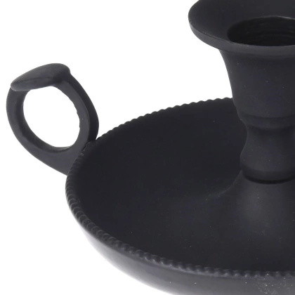 Świecznik aluminiowy z uchwytem podstawka pod świecę świeczkę loft retro czarny