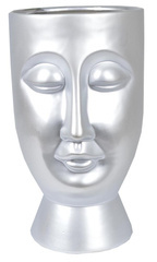 Wazon ceramiczny twarz srebrna matowa