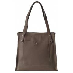 Skórzana Włoska torba na ramię Vera Pelle miękka , pojemna a4 Beżowa WR365T