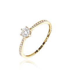 MINET Złoty pierścionek zaręczynowy z białą cyrkonią Au 585/1000 rozm. 15 - 1,45g