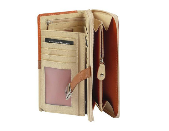 BH-351 ILLINOIS Portfel damski skórzany Pomarańczowo Beżowy