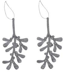 Kpl.2 zawieszek jemioła na choinkę srebrnych