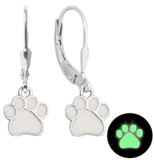 MINET Dziecięce srebrne kolczyki świecące ŁAPY