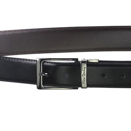 Klasyczny pasek męski Pierre Cardin FWJX5 DOUBLE BLACK-BROWN 