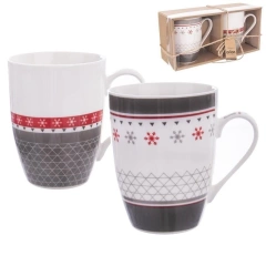 Kubek porcelanowy z uchwytem zimowy zestaw 2 szt. 340 ml