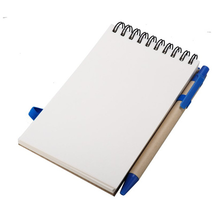 Notes eco z długopisem, Niebieski / Beżowy, 5 szt