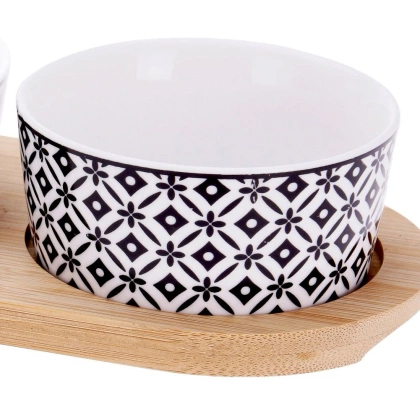 Miseczka kokilka ceramiczna na podstawce tacy zestaw 4 szt.