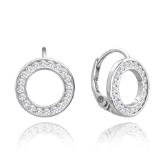 MINET Kolczyki srebrne KRĄGY z białymi cyrkoniami