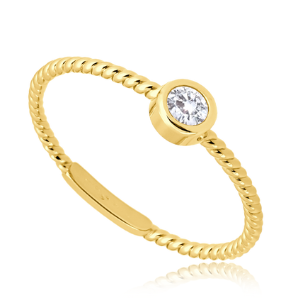 MINET Złoty pierścionek zaręczynowy z białą cyrkonią Au 585/1000 rozm. 56 - 1,00g