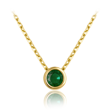 MINET Delikatny złoty naszyjnik z zielonym cyrkonem Au 585/1000 1,85g