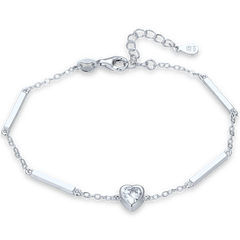 MINET Delikatna srebrna bransoletka serce