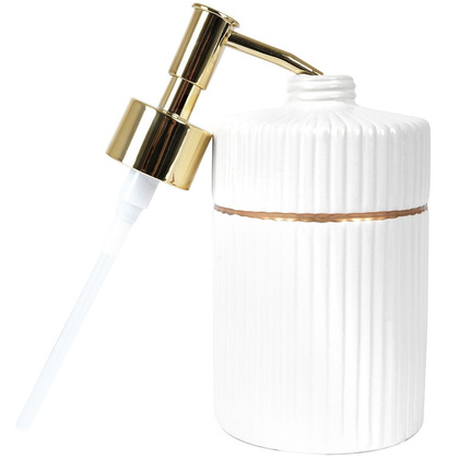 Pojemnik do mydła płynu do naczyń dozownik na mydło płyn ceramiczny biały złoty 400 ml