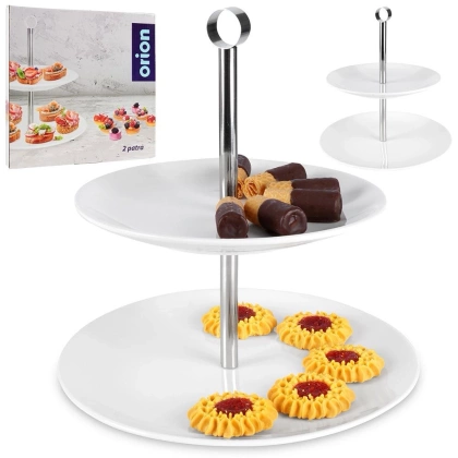 Patera porcelanowa 2-piętrowa poziomowa porcelanowa na ciastka ciasto owoce desery