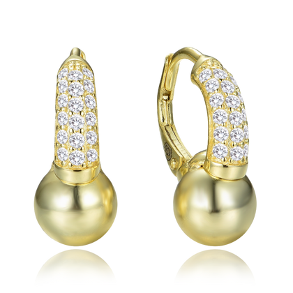 MINET Eleganckie pozłacane srebrne kolczyki z cyrkoniami