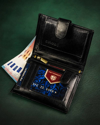 Skorzany portfel meski zapinany na zatrzask