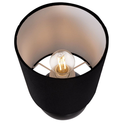 Lampa stołowa z kloszem abażurem lampka nocna czarna z metalową podstawą loft 26x14 cm
