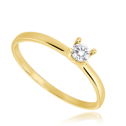 MINET Złoty pierścionek zaręczynowy z białą cyrkonią Au 585/1000 rozm. 11 - 0,75g