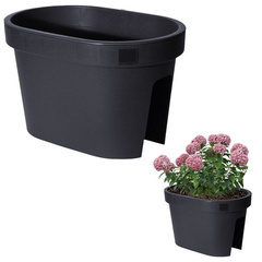 Doniczka na balustradę / skrzynka na rośliny zawieszana balkonowa czarna 39,5 cm