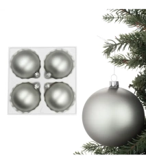 Bombki choinkowe gładkie szklane komplet 4szt. 10 cm - Grafit mat