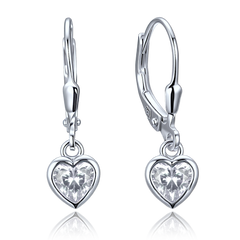 MINET Delikatne srebrne kolczyki serce