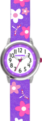 CLOCKODILE Kwiecisty błyszczący fioletowy zegarek dziewczęcy FLOWERS