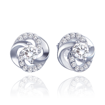 MINET Luksusowe kolczyki srebrne z białymi cyrkoniami