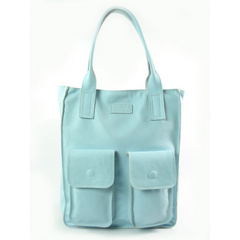 MIĘTOWY WOREK VERA PELLE KIESZENIE WŁOSKA SKÓRA POJEMNA XXL A4   BY44VZ