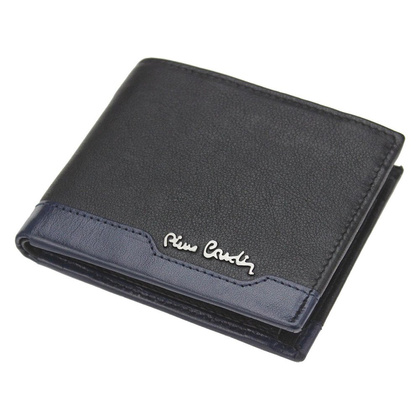 Portfel męski skórzany PIERRE CARDIN TILAK37 8824 RFID Czarno Niebieski