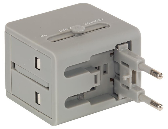 Adapter podróżny, TRAVEL MATE, szary