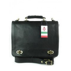 Teczka , męska aktówka ,skóra naturalna dwie przegrody  Czarna TM76N