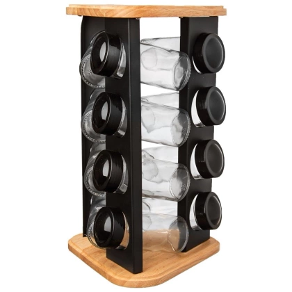 Stojak na przyprawy obrotowy półka przyprawnik pojemniki z dozownikiem 12 sztuk