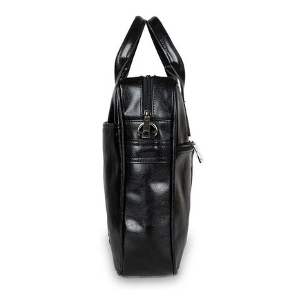 Skórzana torba męska na ramię laptopa 15,6" czarna - Pavone Nero Monza 2317 BL