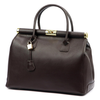 Klasyczna torebka miejska z naturalnej, miękkiej skóry licowej