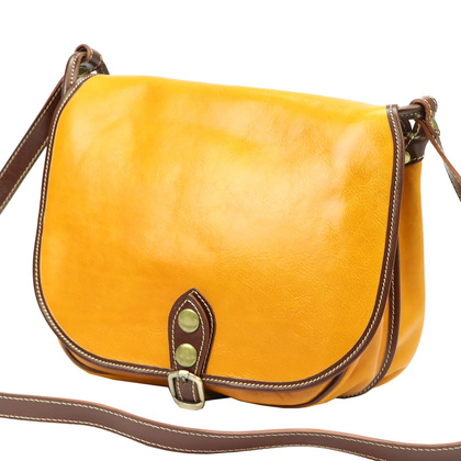 Skórzana torebka, listonoszka 8863 brąz 