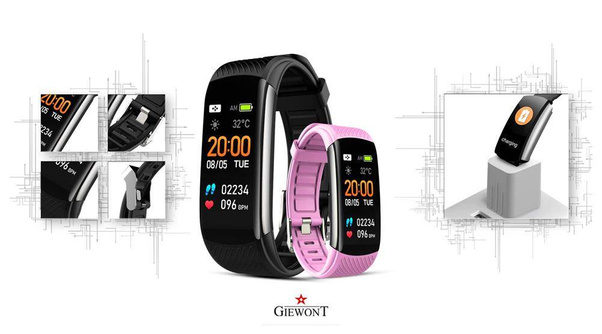 Smartband Giewont GW200-4 + Dodatkowy pasek różowy
