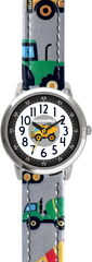 CLOCKODILE Szary chłopięcy zegarek dziecięcy KOPARKI
