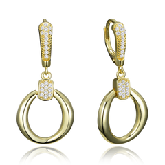 MINET Eleganckie pozłacane srebrne kolczyki z cyrkoniami