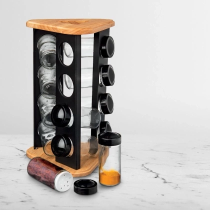 Stojak na przyprawy obrotowy półka przyprawnik pojemniki z dozownikiem 12 sztuk