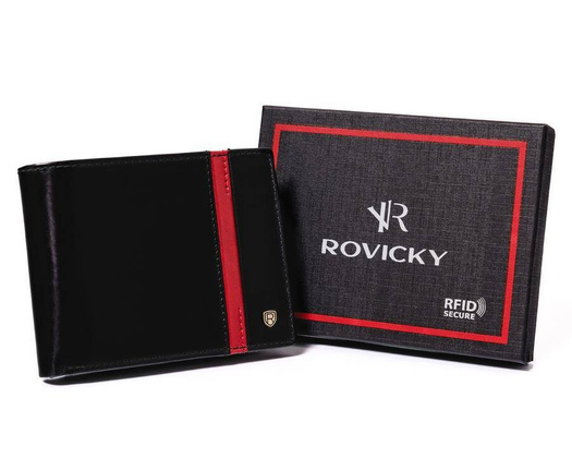 Portfel męski skórzany N61-RVTP-3036 Czarny-Red