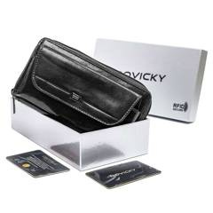 Skórzane etui na pasek z miejscem na karty i dokumenty, RFID