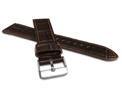 LAVVU Brązowy szyty pasek CROCO z luksusowej skóry Top Grain - 20
