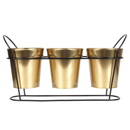 Kwietnik na 3 rośliny metalowy złoty potrójny stojak doniczka osłonka na stojaku glamou