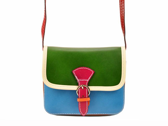 Torebka damska skórzana KEMER 112 pomarańczowy + granat