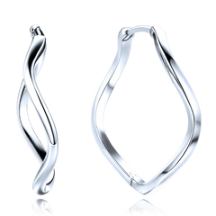 MINET Nowoczesne srebrne zakrzywione kolczyki