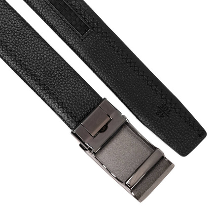 Elegancki skorzany pasek z metalowa klamra automatyczna